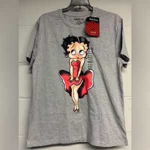 Betty Boop Gray T-Shirt with Red Dress Design. Unisex